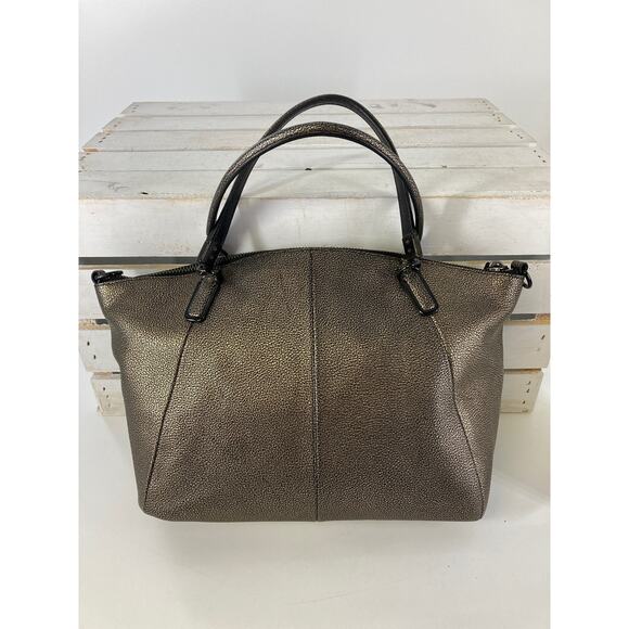 COACH 33736 MEDIUM SIZE GOLD, BLACK LEATHER METALIC HANDBAG - Picture 4 of 12